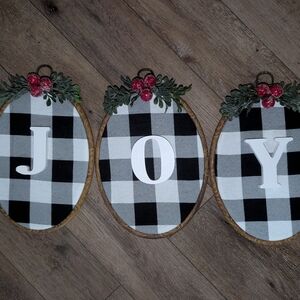 Plaid JOY Wall Decor with Red Berries